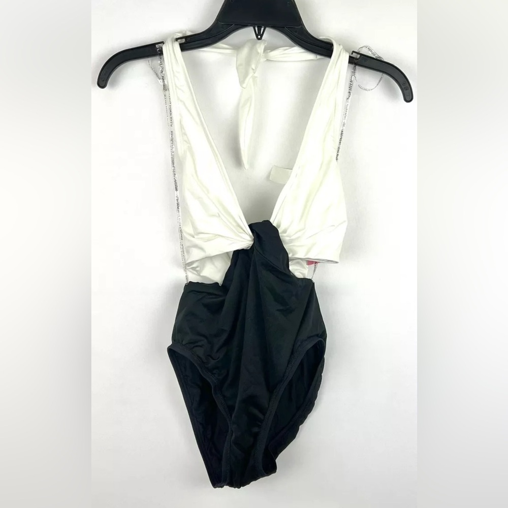Kate Spade Women’s White/Black Side Cutout One Piece Swimsuit Size Extra Small